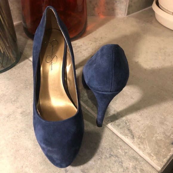 Jessica Simpson Shoes - Jessica Simpson Dark Blue Suede Heels